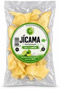 Bolsas de Jícama de 50 g: Sal y limón, Flamin Hot y Salsas negras