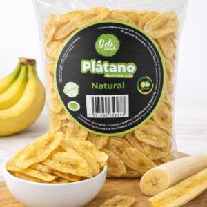 chips de plátano deshidratado natural deli snack en bolsa como botana saludable